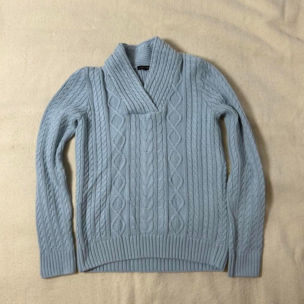 Women's Jeanne Pierre Sweater Blue Cotton Sz M V Neck